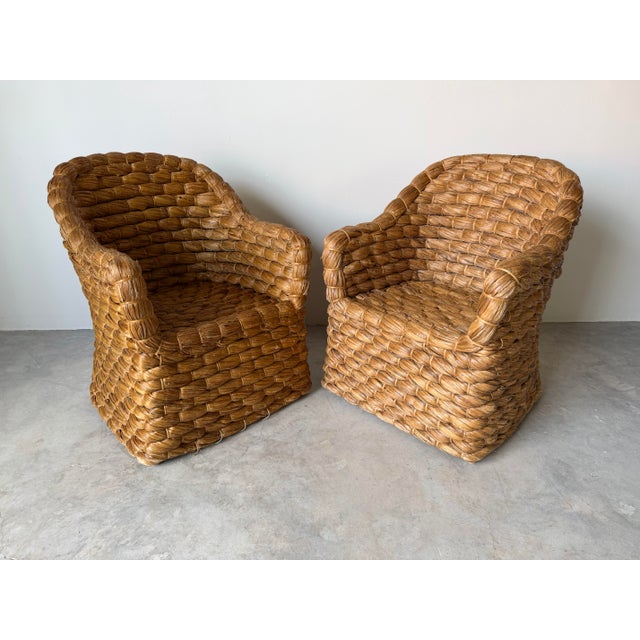 Textile Ralph Lauren “Joshua Tree” Woven Barrel Back Accent Chairs – A Pair For Sale - Image 7 of 12
