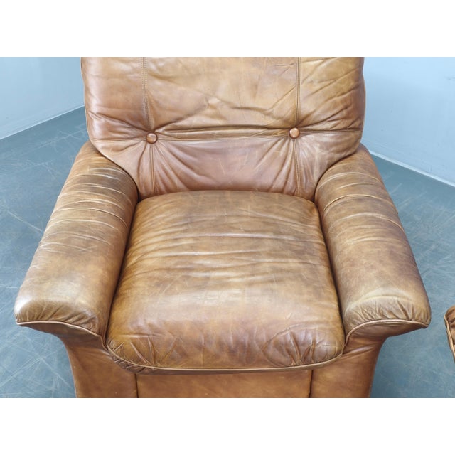 Cognac Buffalo Leather Lounge Armchairs from Arcon Italia, 1970s, Set of 2 For Sale - Image 17 of 18