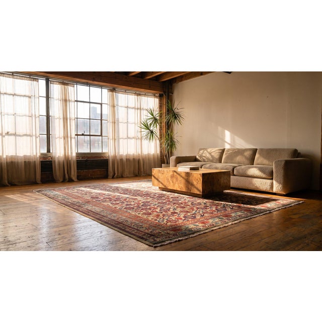 1880s Yellow Paisley Geometric Antique Persian Mishan Malayer Rug 4'2" X 6'6" Knotted Wool Carpet For Sale - Image 9 of 9
