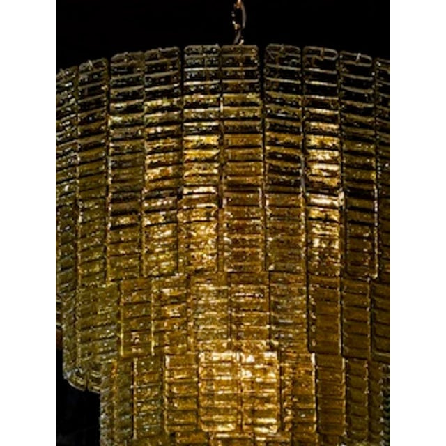 Modern Olive Green Murano Glass Waterfall Chandelier For Sale - Image 3 of 6