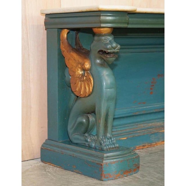 Antique Hand Carved Carrara Marble Top Console Table, 1880s For Sale - Image 10 of 18