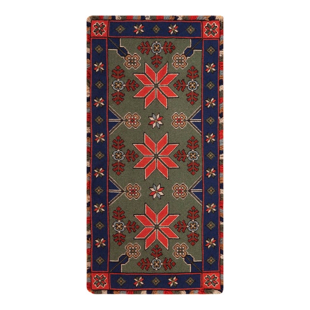 Nazmiyal Collection Antique Scandinavian Folk Needlepoint 3 Ft 3 in X 1 Ft 7 In For Sale
