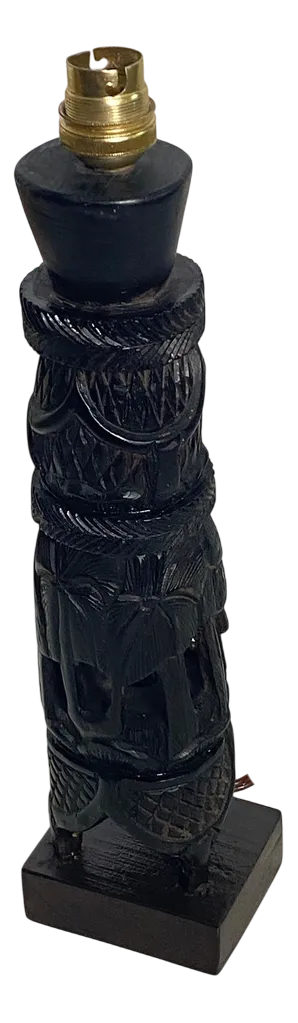 20th Century Brutalist Brown Color Table Lamp in Wood, France