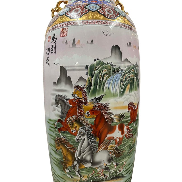 Pair of Vintage Chinese Famille Rose Porcelain Floor Vases For Sale - Image 11 of 18