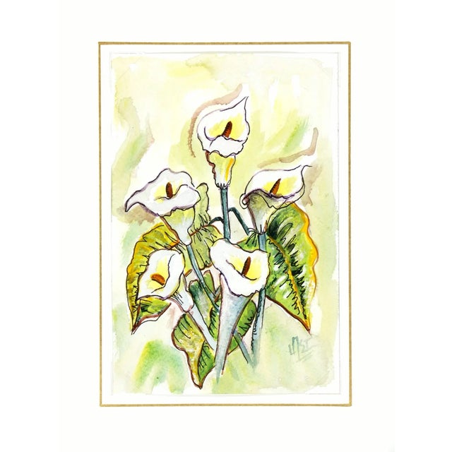 Watercolor Still Life Painting - White Flowers For Sale - Image 4 of 4