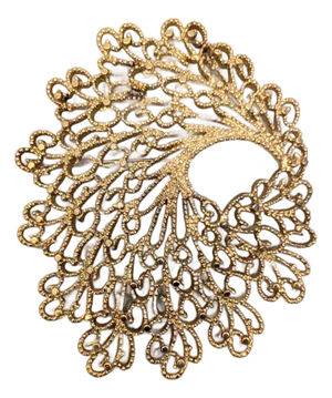 Vintage 1966 Signed Monet Goldtone Filigree Brooch