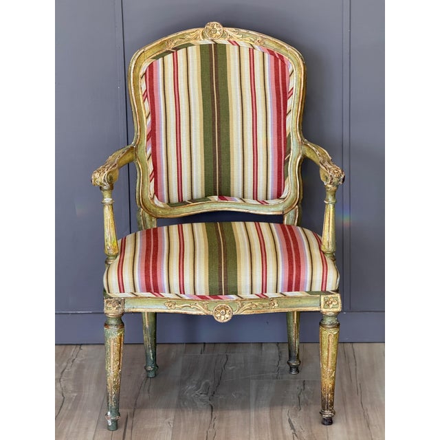 Italian Late 18th Century Italian Classical Parcel-Gilt Armchair For Sale - Image 3 of 9