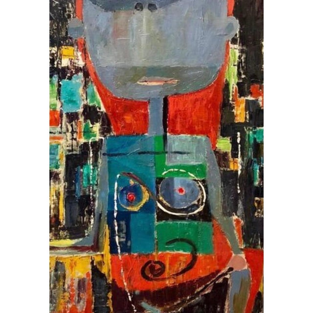 Anatol Gurevitch, Rare Israeli Modernist Oil Painting Exhibited 1951 Tel Aviv Museum, circa 1950 For Sale - Image 4 of 5