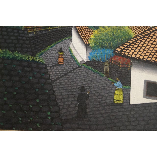 Folk Art 1970s Jose Antonio Velasquez Street Scene Painting For Sale - Image 3 of 10