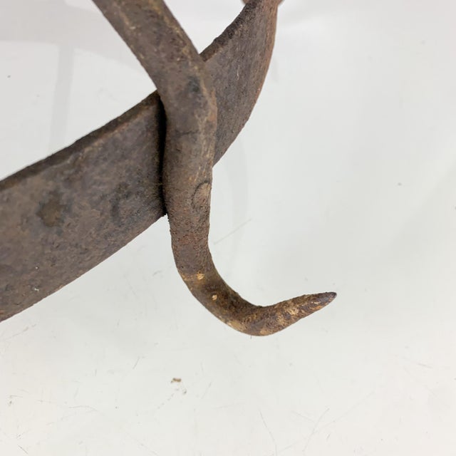Black Antique Hand Forged Blacksmith Wrought Iron Meat Game Hook / Pot Rack Primitive For Sale - Image 8 of 8