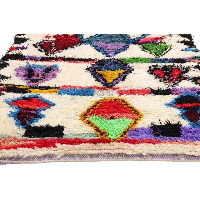 Berber Tribes of Morocco Vintage Azilal Boucherouite Moroccan Rug, 03'01 X 07'02 For Sale - Image 4 of 10