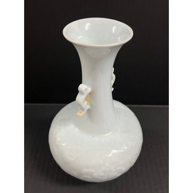 White Late 20th Century Chinese Art Antique White Glazed Porcelain Qingbai Vase For Sale - Image 8 of 11