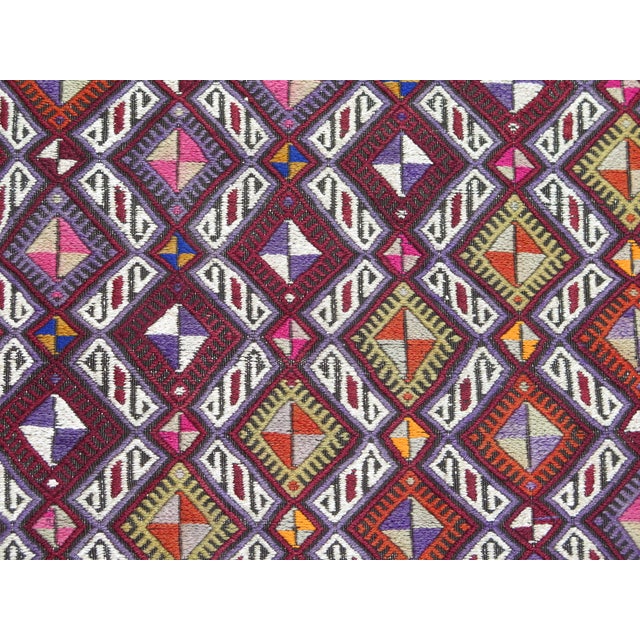 Textile Mid 20th Century Vintage Amethyst Turkish Embroidery Kilim Rug For Sale - Image 7 of 11