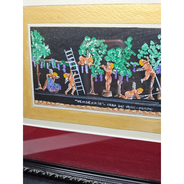 Hand Painted & Signed Vendemmia Casa Del Vetti-Pompei Framed and Matted Picture