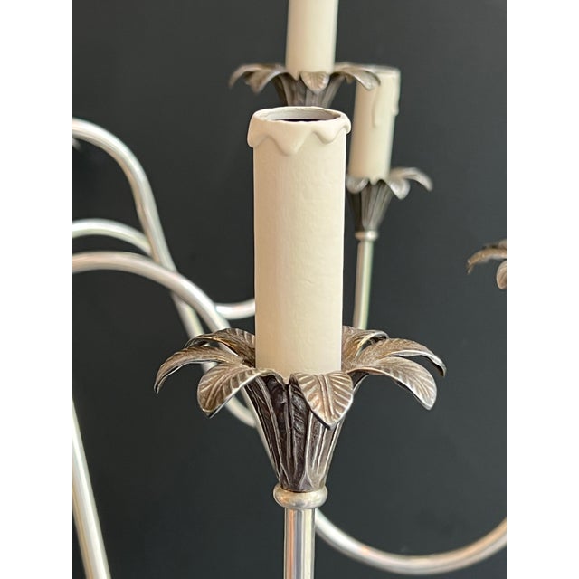 1940s Maison Charles Neoclassical Silver Metal Chandelier For Sale - Image 10 of 12