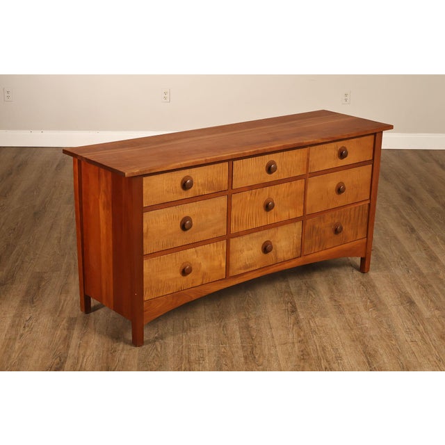 High Quality American Made Cherry Nine Drawer Dresser By Stickley From The Harvey Ellis Collection, Featuring Contrasting...