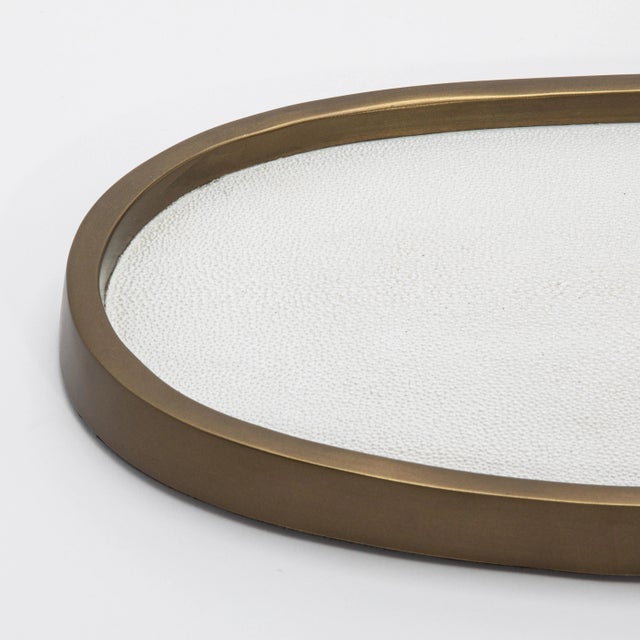 Oval Tray in White Shagreen With Bronze Patina Brass by Kifu Paris For Sale - Image 10 of 10