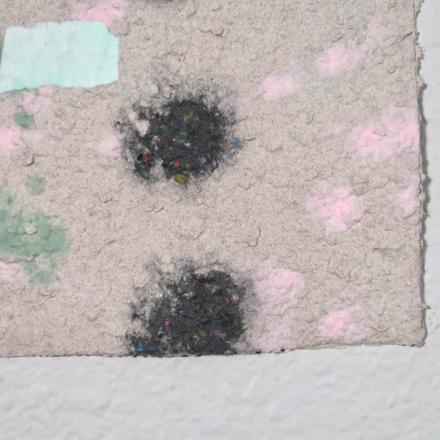 Contemporary Abstract Fiber Base Mixed Media Painting With Geometric Forms in Soft Pink, Mint, and Black by Casey R Klein For Sale - Image 16 of 17