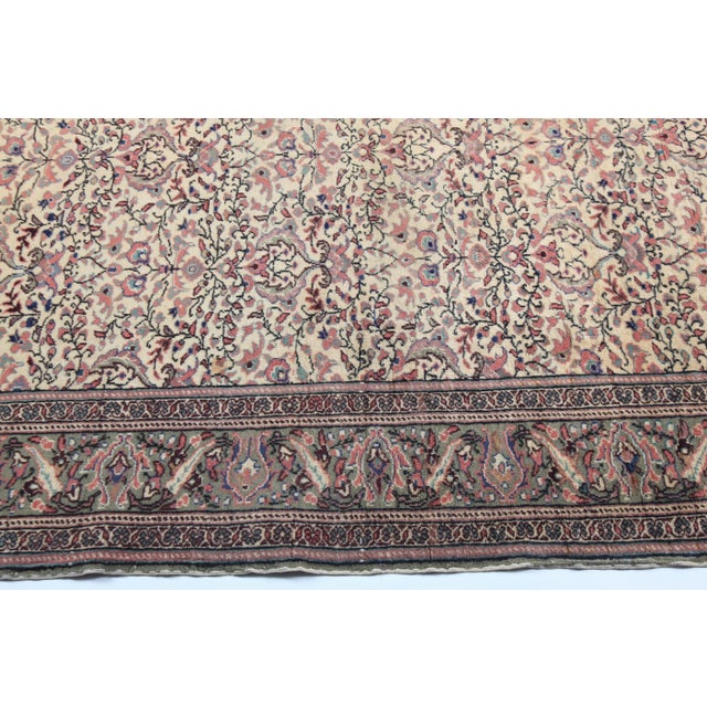 Vintage Hand-Knotted Kayseri Rug – Floral Wool on Cotton Area Carpet -7' X 5' For Sale - Image 4 of 12