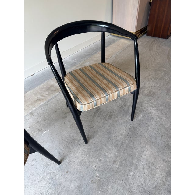 Wood Mid Century Danish Modern Ebonzied Lawrence Peabody Dining Chair Set for Craft Associates For Sale - Image 7 of 12