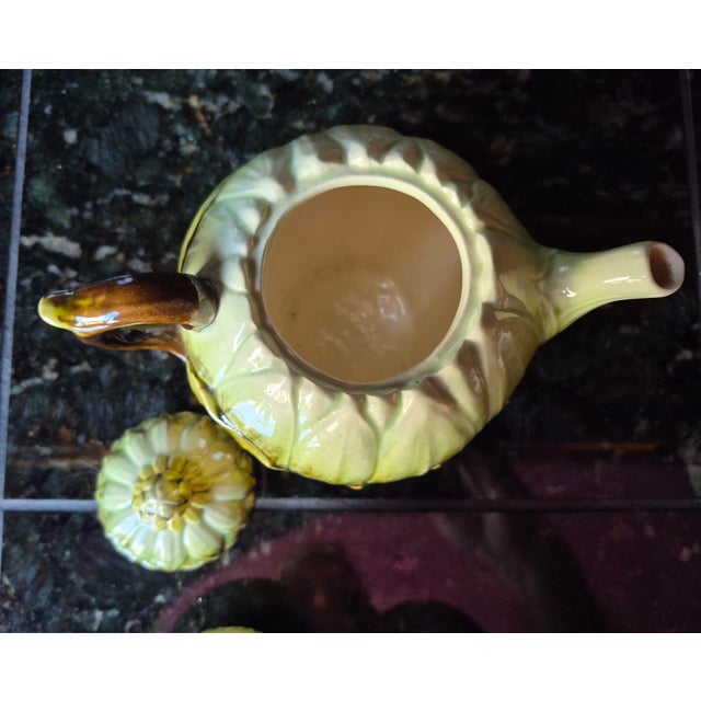 Ceramic Mid 20th Century Italian Majolica Artichoke Tea Set - 5 Pieces For Sale - Image 7 of 11