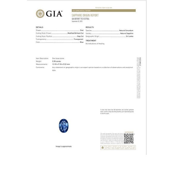5.98 Carat No-Heat Ceylon Blue Sapphire Diamond Platinum Ring, Gia Certified, Size 5.75 For Sale In Los Angeles - Image 6 of 8