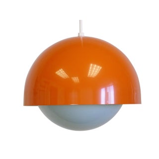 Orange Dome Mid-Century Pendant Lamp, New Old Stock For Sale