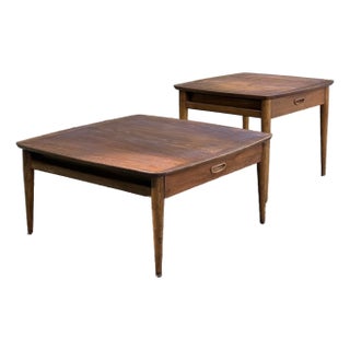 1960s Pair of Mid-Century Modern Walnut End and Coffee Table by Lane Furniture For Sale