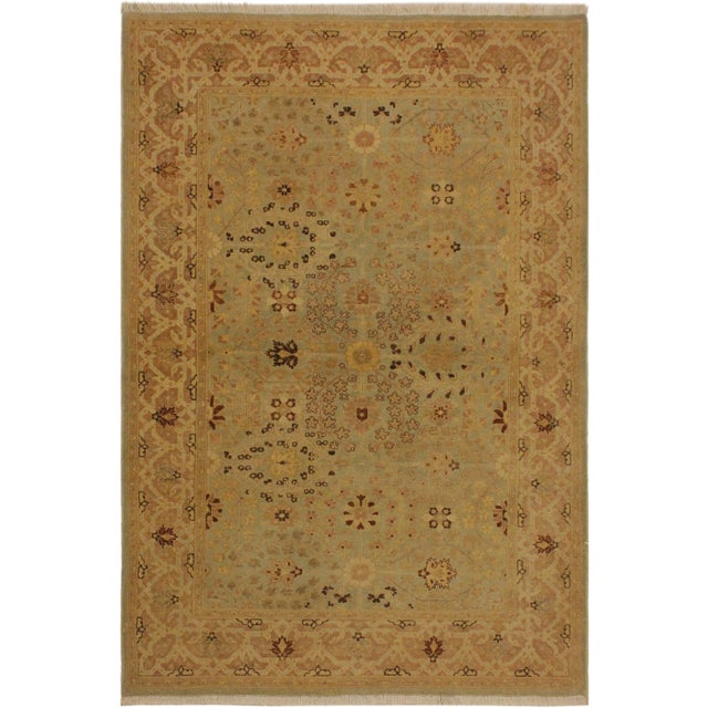 Light Green 1980s Semi Vintage Lt. Blue/Lt. Tan Turkish Hand-Knotted Rug -4'3 X 6'1 For Sale - Image 8 of 8