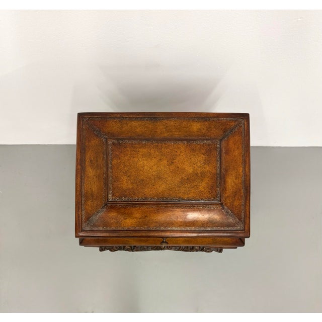 Vintage Ornate Neoclassical Wood and Metal Sewing Box For Sale - Image 4 of 7