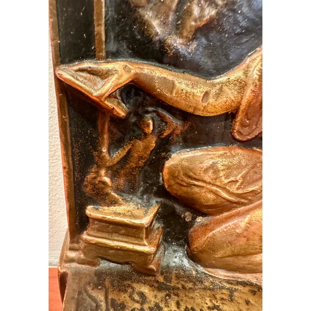 Bronze Armor Bronze 1922 Pandora's Box Bookends For Sale - Image 8 of 18