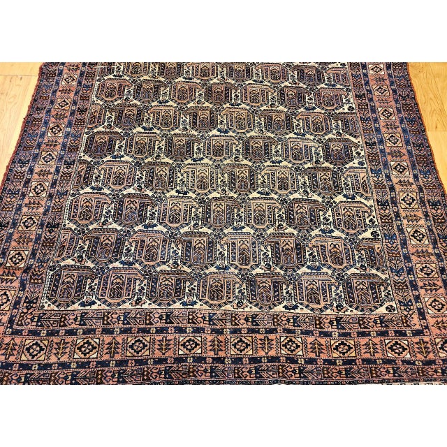 Antique Persian Afshar Tribal Rug, Hand-Knotted Wool, Allover Paisley Pattern, Ivory & Red, 5x7 For Sale - Image 12 of 17
