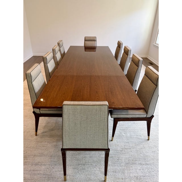 Hellman-Chang Hellman Chang Monumental High Gloss Art Deco Walnut Z Dining Table For Sale - Image 4 of 13