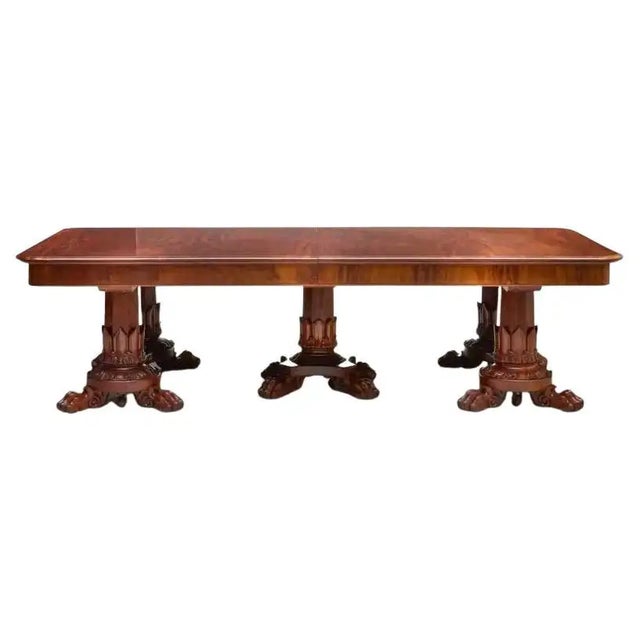 Fine William IV Mahogany Extension Dining Table and an Ensuite Carved Mahogany Hall Bench The hall bench holding three...