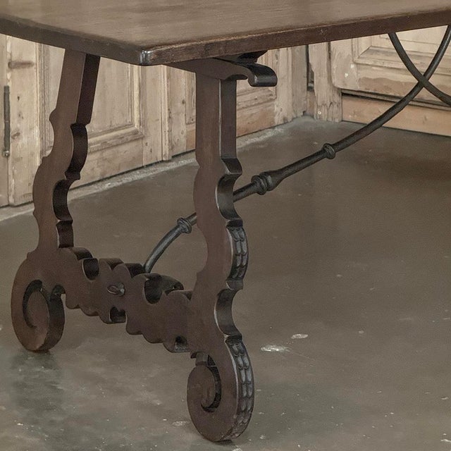 19th Century Spanish Walnut Dining Table With Wrought Iron For Sale - Image 15 of 18