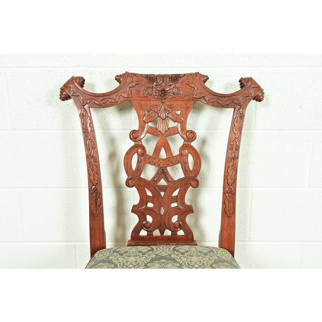 Baker Furniture Style Chippendale Carved Mahogany Dining Chairs, Set of Six For Sale In South Bend - Image 6 of 12