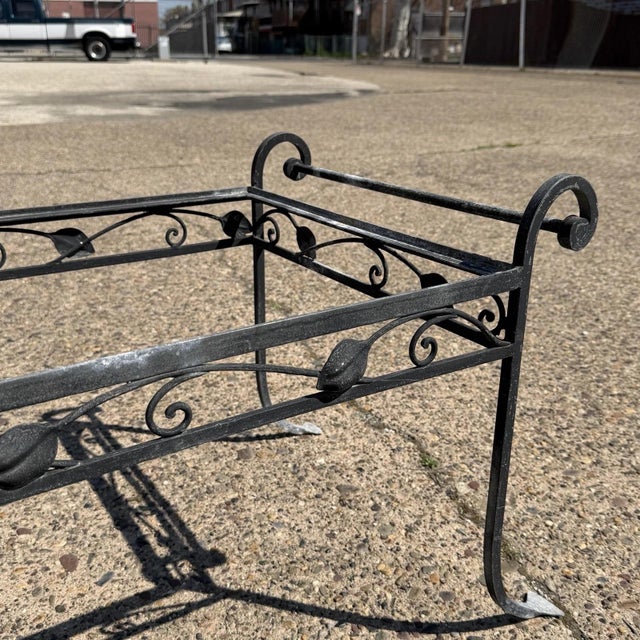 Vintage Salterini Art Nouveau Wrought Iron Garden Patio Rectangular Coffee Table For Sale - Image 10 of 12