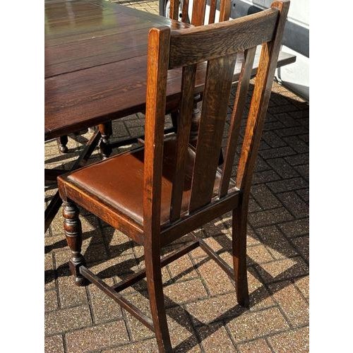 Vintage Extending Oak Draw Leaf Table and Chairs, 1920s, Set of 5 For Sale - Image 14 of 18