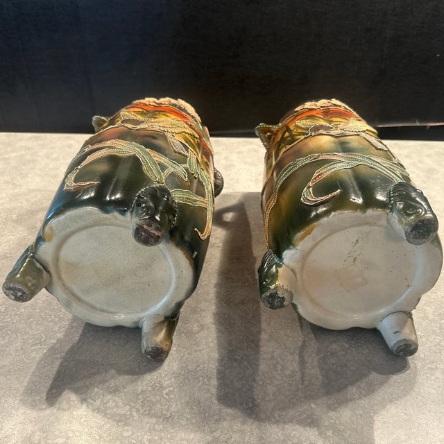 Pair of Antique Nippon Moriage Vases For Sale - Image 10 of 10