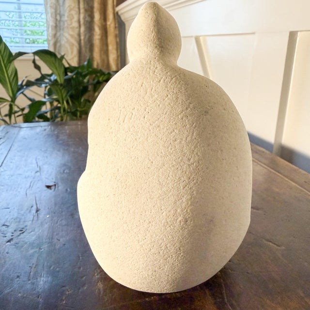 Traditional Vintage Marc Belgian Stone Sculpture – Abstract Seated Figure For Sale - Image 3 of 8