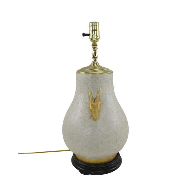 Pair of Vintage White Porcelain Vase Table Lamps With Crackled Finish, For Sale - Image 4 of 9