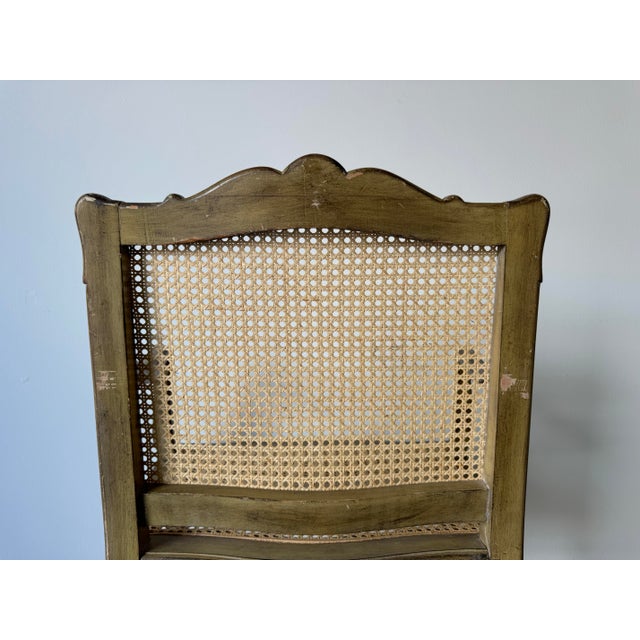 1970s Hollywood Regency French Louis XV Style Carved Wood Cane Fauteuil Armchair For Sale In Miami - Image 6 of 12