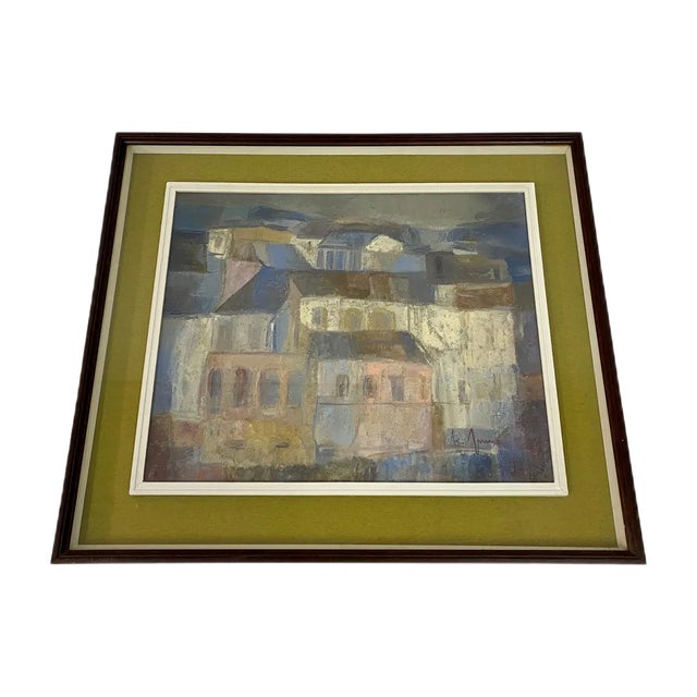 Italian Landscape Painting, 1970s, Oil & Pastel, Framed For Sale