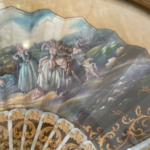 Victorian Framing Fan Represented French Scene For Sale - Image 4 of 12