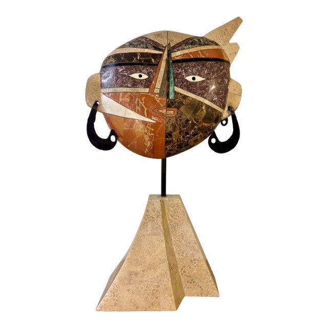 Vintage Joseph A. De Castro Tessellated Stone Mask Sculpture, Philippines For Sale