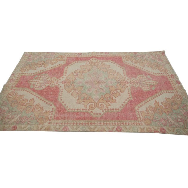 Vintage Washed Out Rug- 4′1″ × 7′3 For Sale - Image 4 of 7