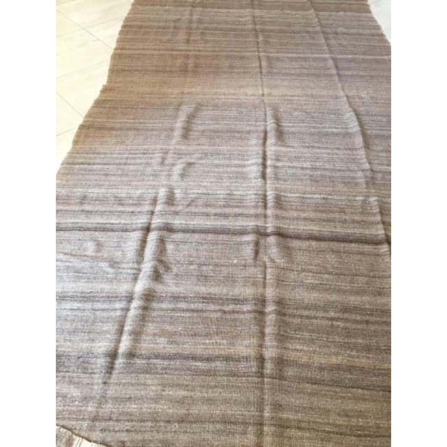 Vintage authentic Moroccan flat-weave brown Kilim rug or blanket.Large size vintage Moroccan textile, handwoven by Berber...