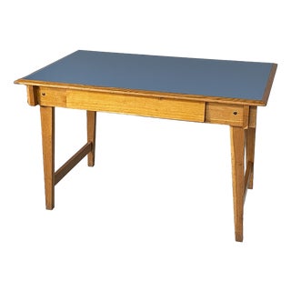 Mid-Century Modern Italian Desk in Blue Laminate and Wood, 1960s For Sale