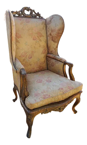 Early 18th Century Gilded Carved Oak Wooden Highback Armchair