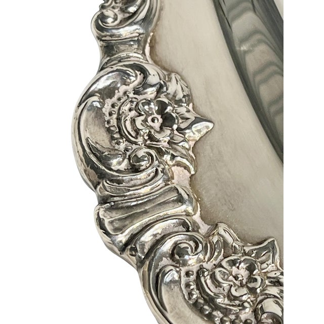 Mid 20th Century Vintage Wallace Baroque Silver Plate Mirrored Plateau Tray For Sale - Image 5 of 16